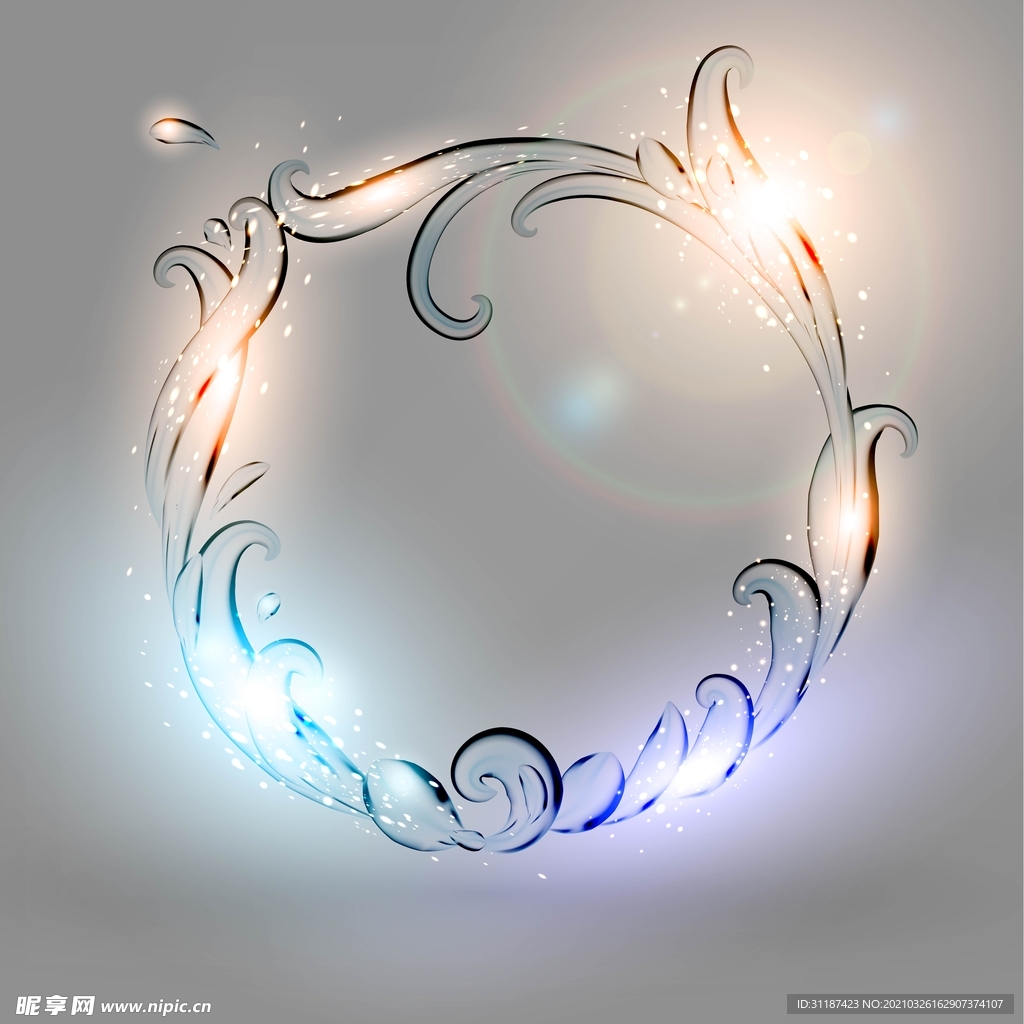 唯美花边发光背景