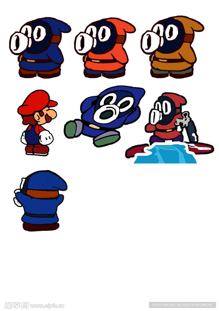 折纸马里奥游戏人物手绘