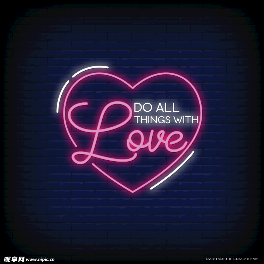 LED风霓虹灯爱心元素图片
