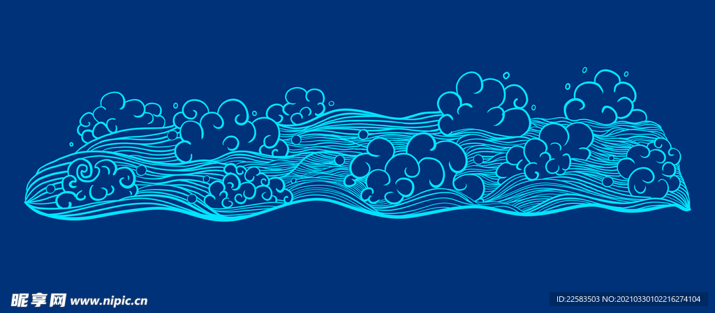 原创手绘海浪水浪水波纹矢量浪花