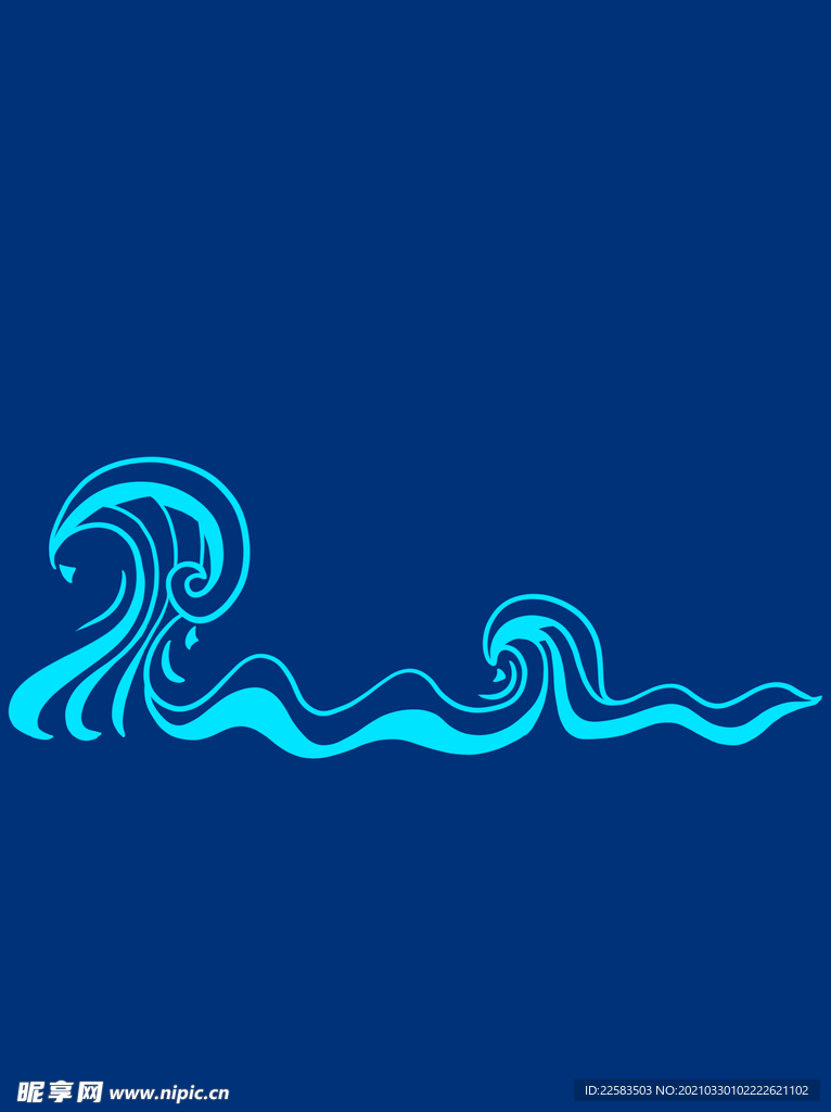 原创手绘浪卷浪浪头浪花大波浪