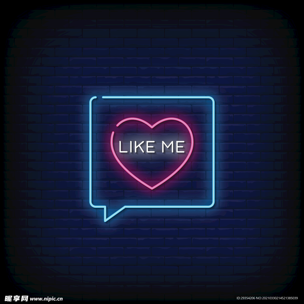 LED风霓虹灯爱心元素图片