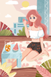 夏天插画图片