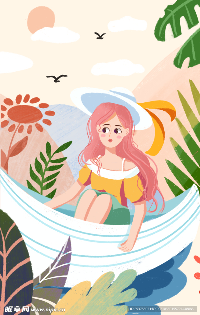 夏天插画图片