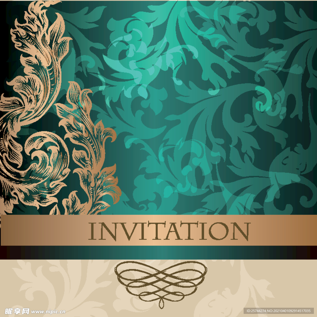 欧式花纹邀请函