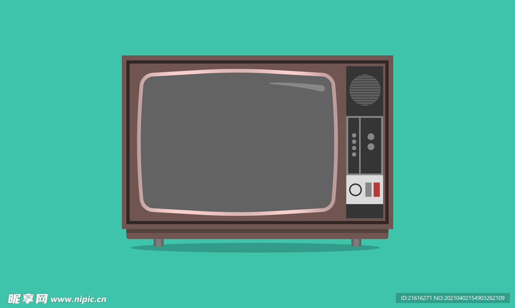 矢量老物件电子黑白电视机器