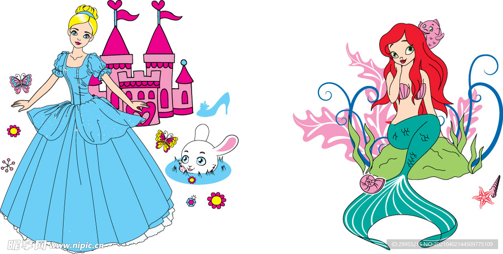 卡通 仙女 漂亮 美人鱼