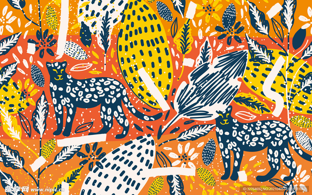 大牌 豹子 斑马 热带花