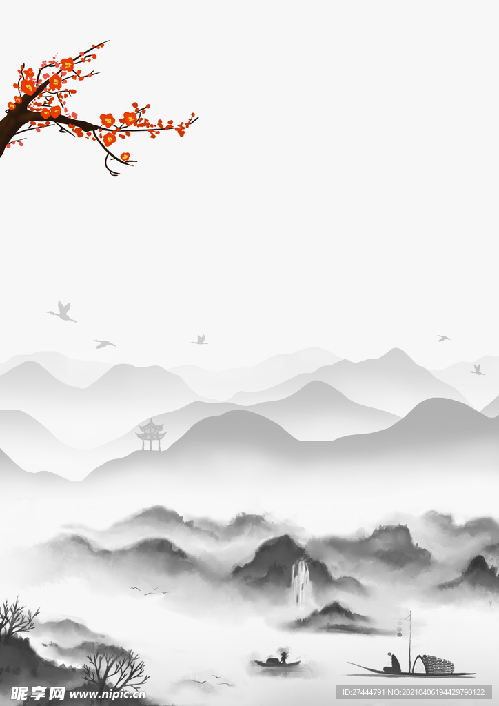 山水中国风格水墨背景