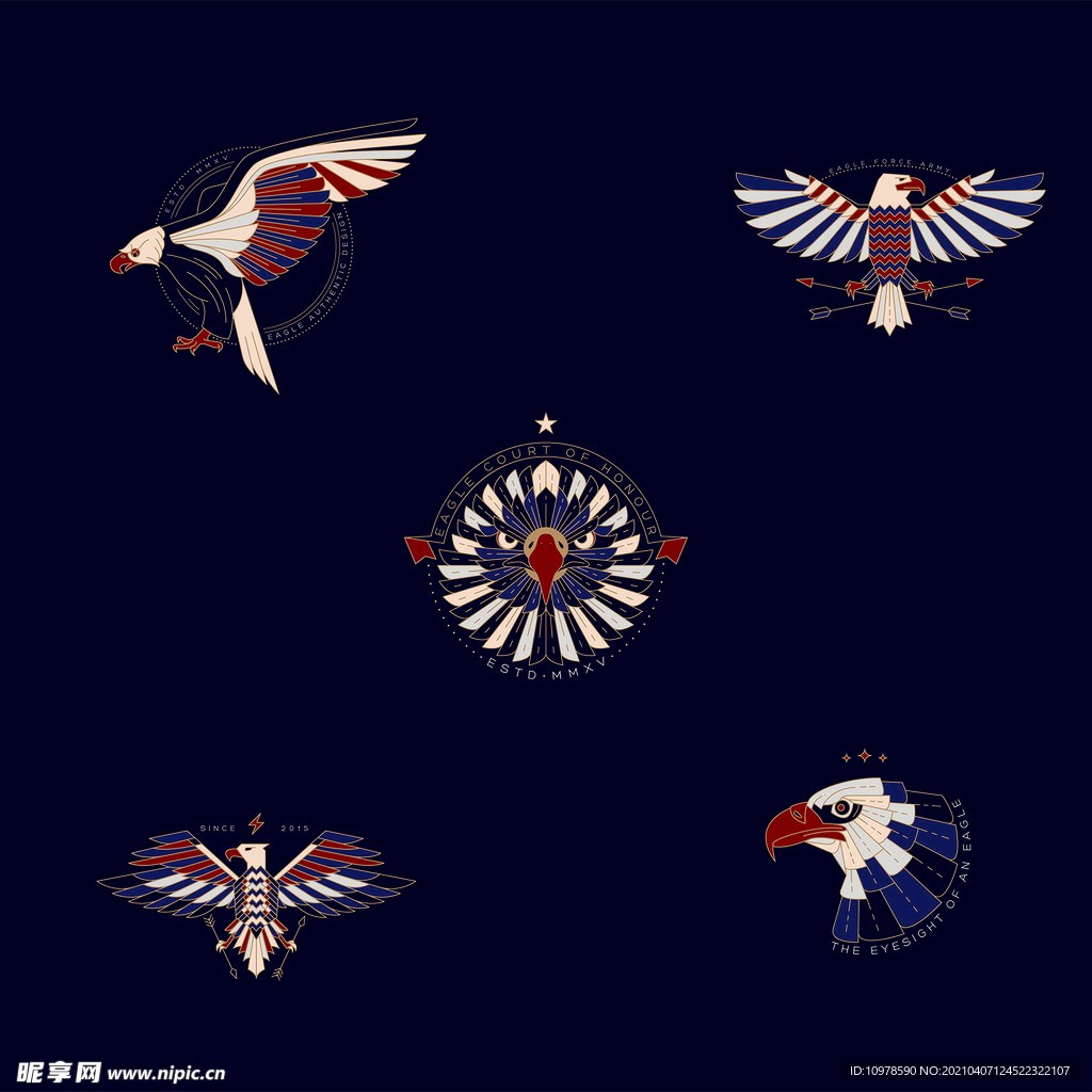 鹰元素标志矢量图