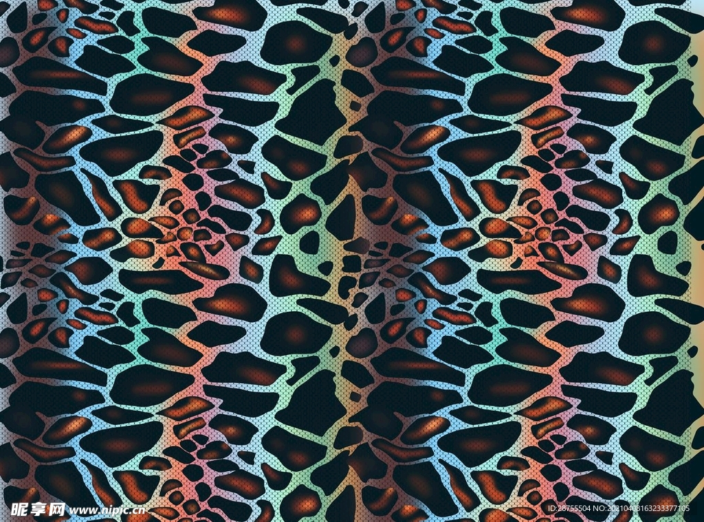 彩色蛇纹豹纹印花