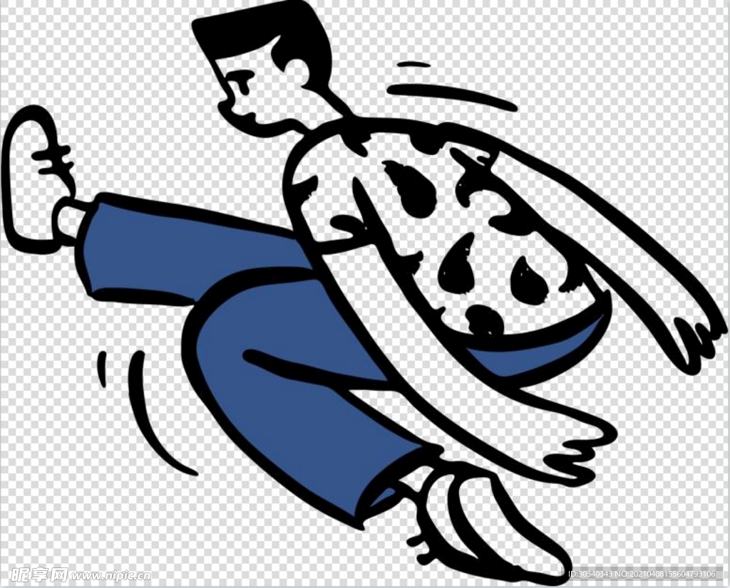 手绘插画 运动的男孩