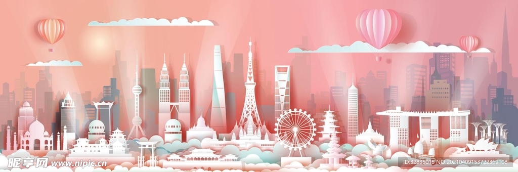 世界建筑 代表建筑 插画 矢量