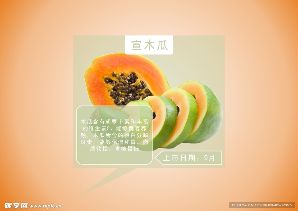 木瓜水果主图