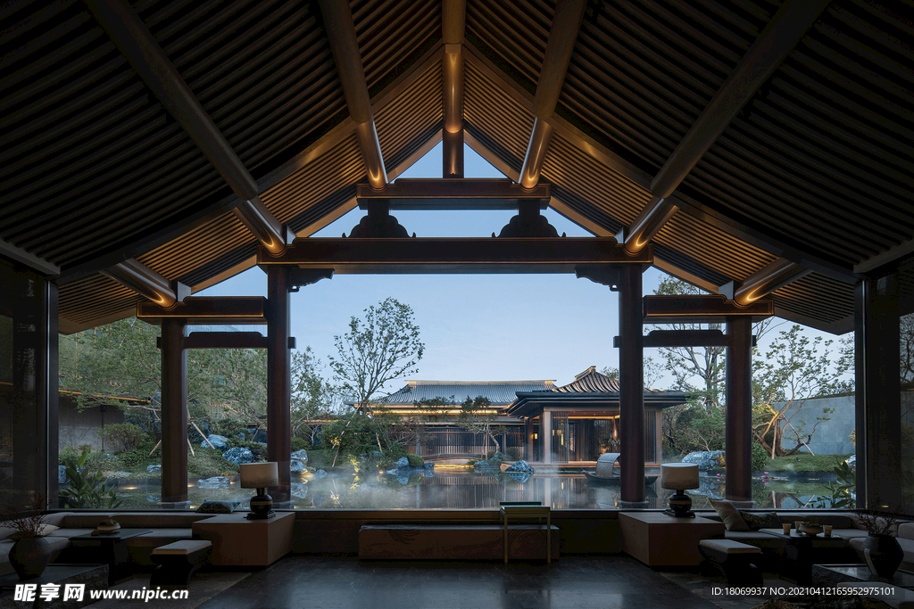 中式建筑庭院大堂