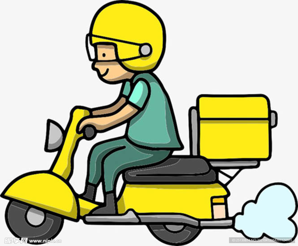 扁平化骑电动车外卖小哥