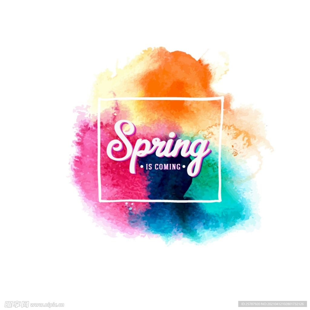 水彩墨迹春天来了