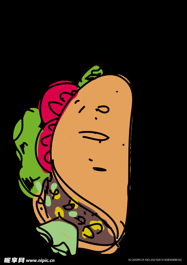 汉堡插画透明素材