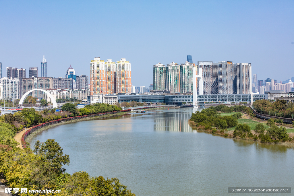福田口岸落马洲深圳河福田保税区