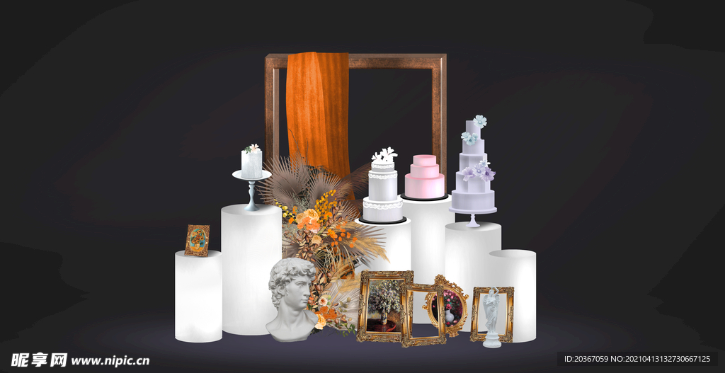 手绘婚礼 花艺 玫瑰 白色花