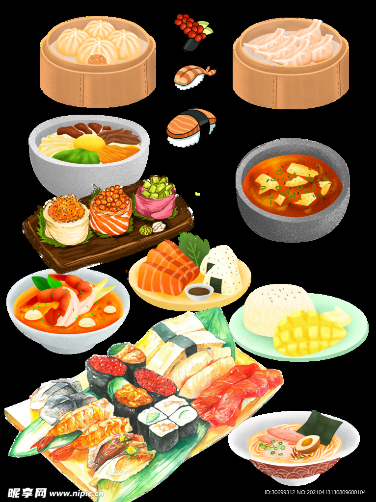 手绘食物集合