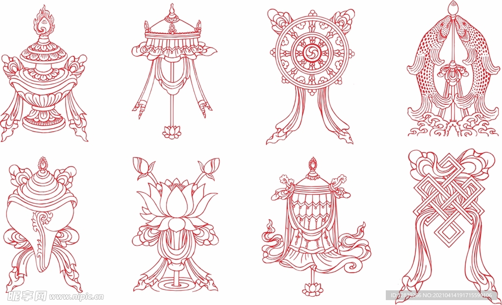 八宝吉祥矢量图