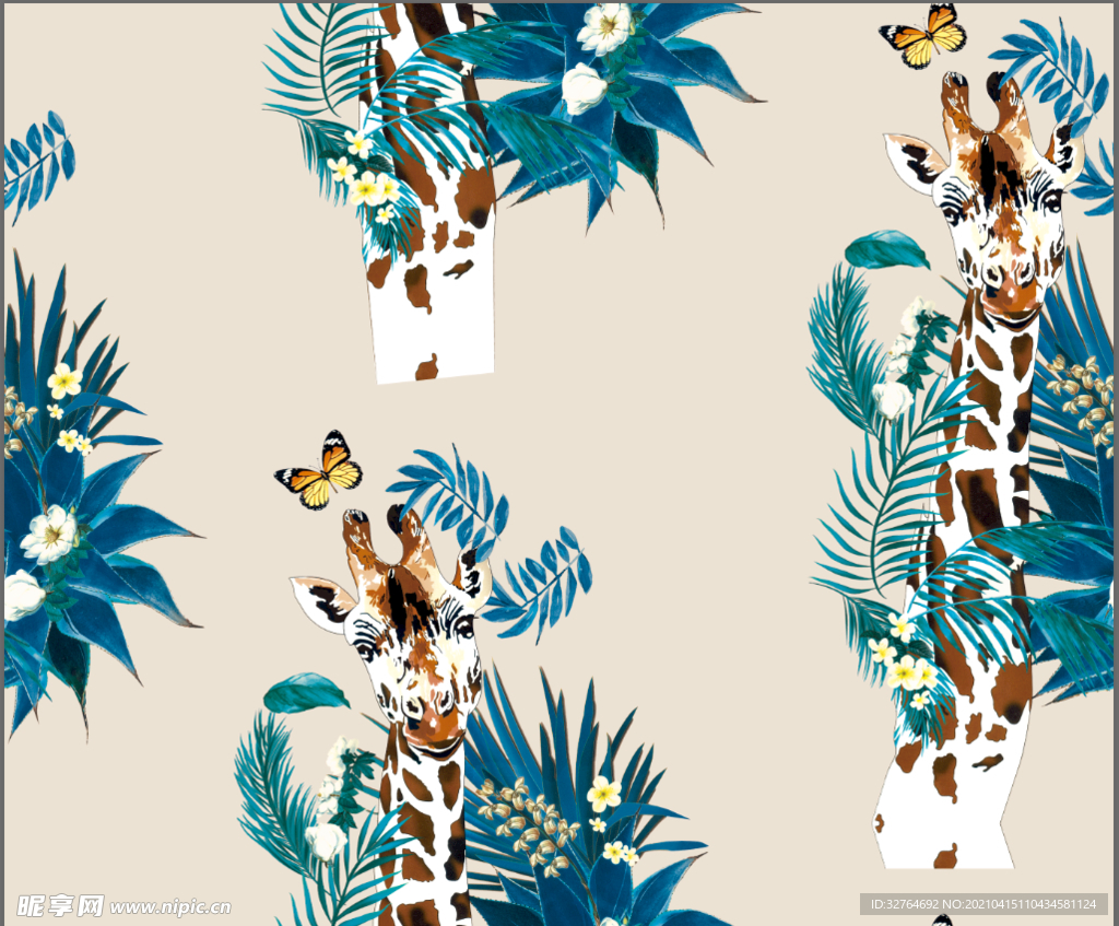 大牌 长颈鹿 热带叶