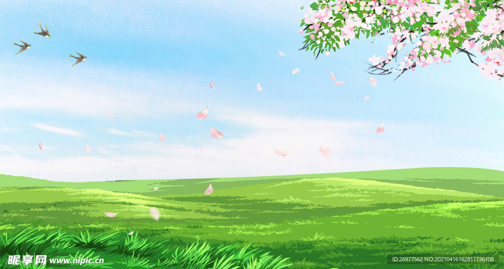 春天鸟语花香背景