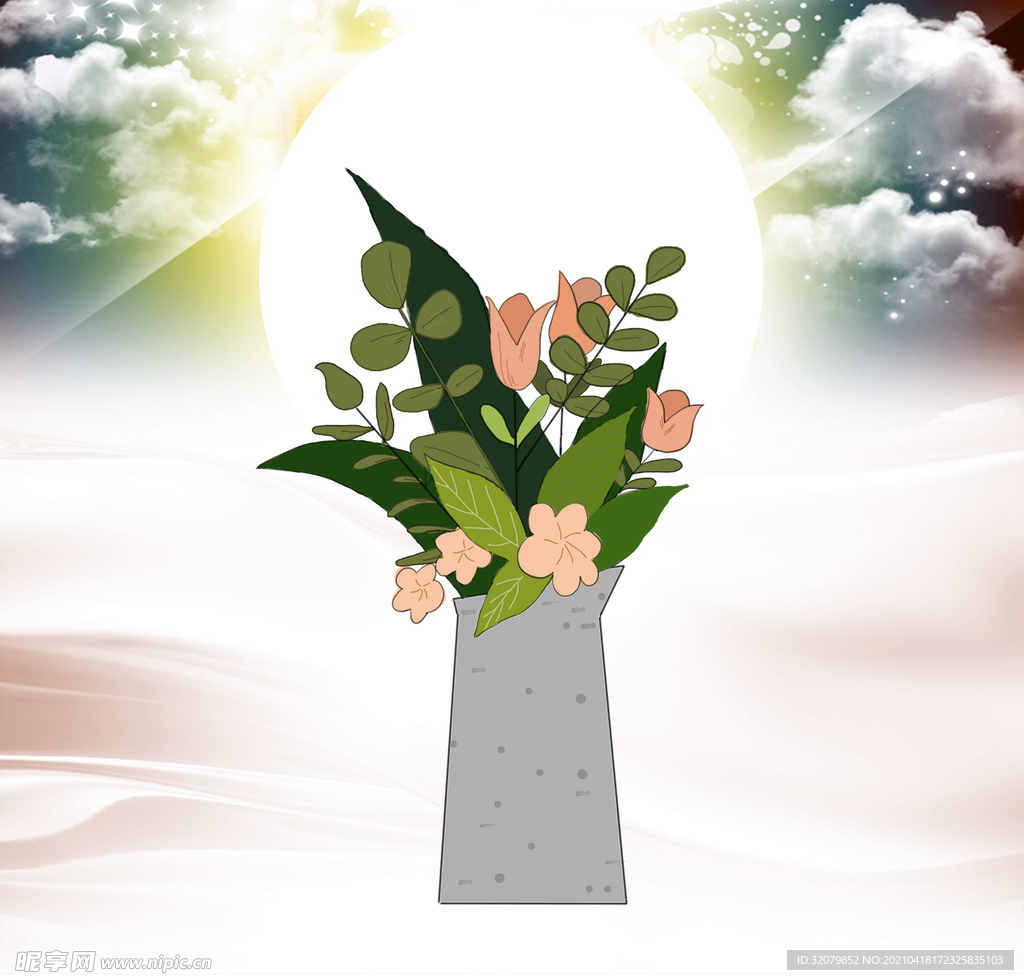 板绘花篮 植物叶子