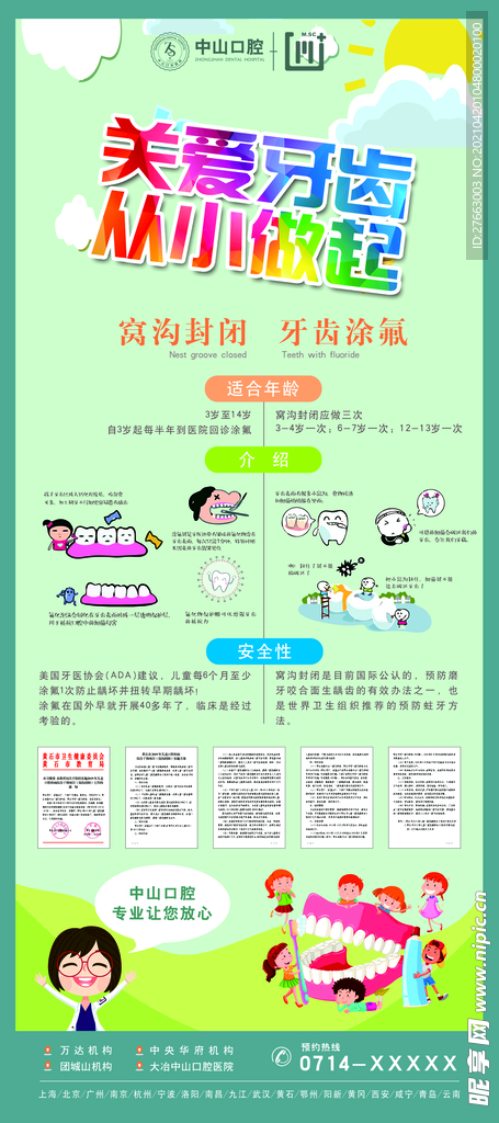 窝沟封闭涂氟展架