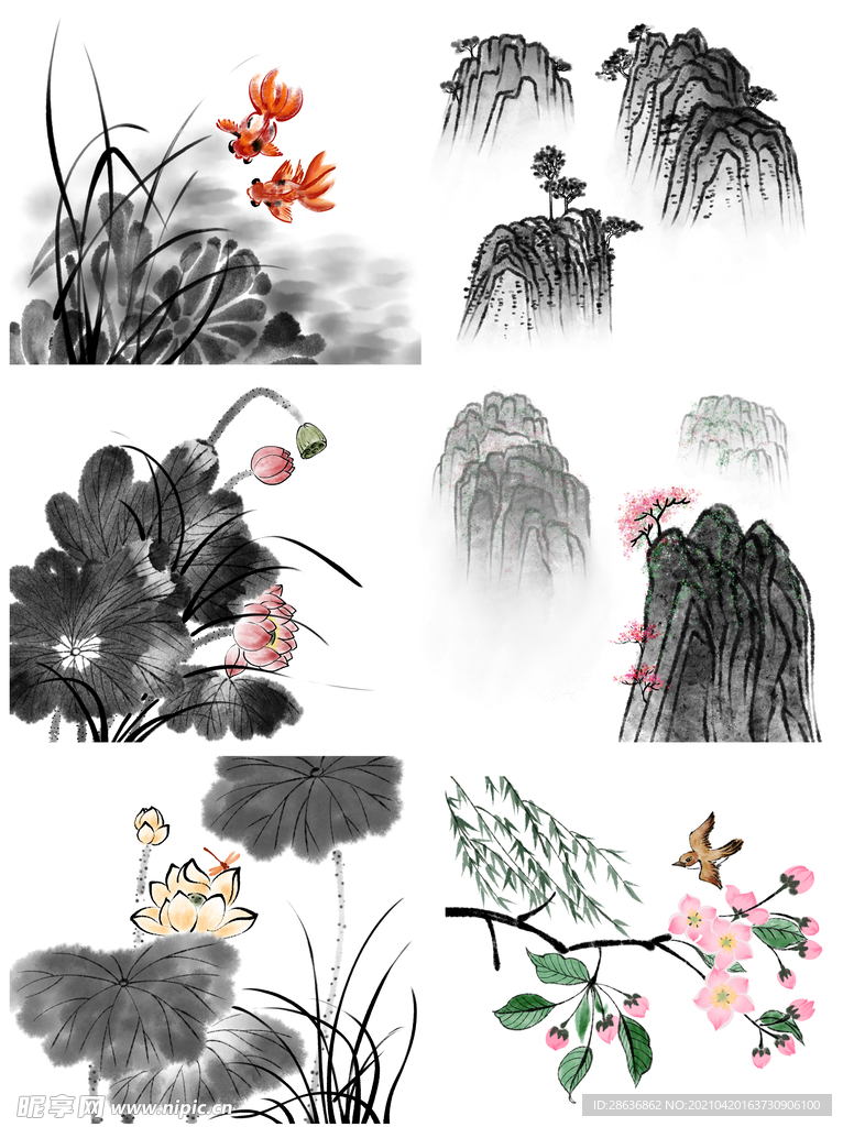 古风水墨山水风景