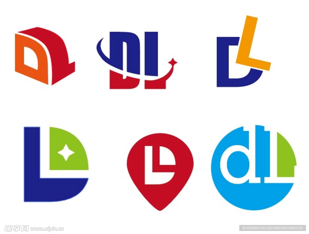 字母DL标志组合矢量图logo