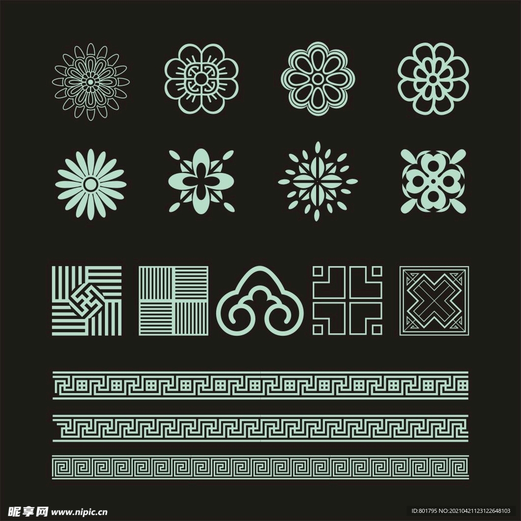 边框 纹样 花纹 几何 云 花