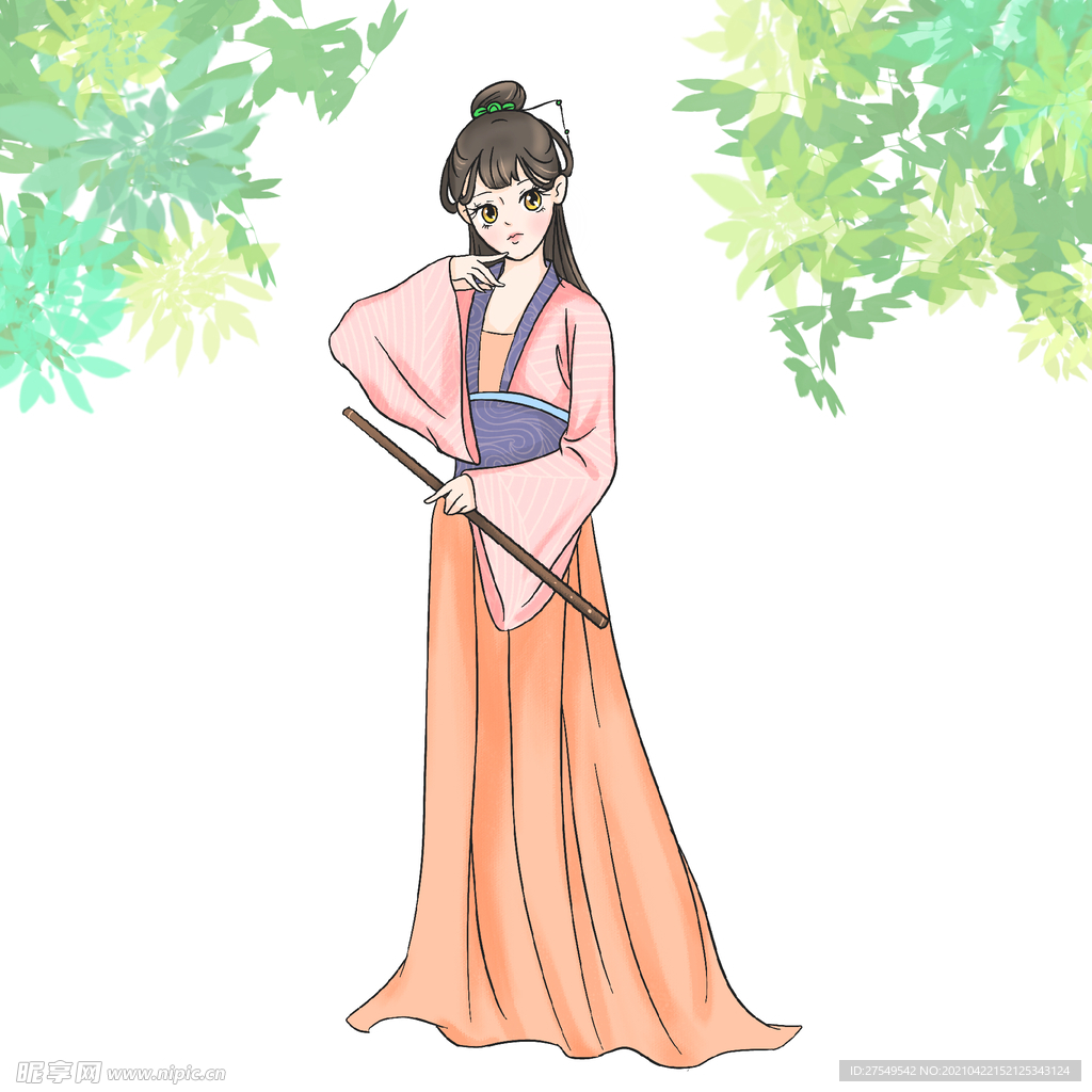 手执洞箫的汉服少女