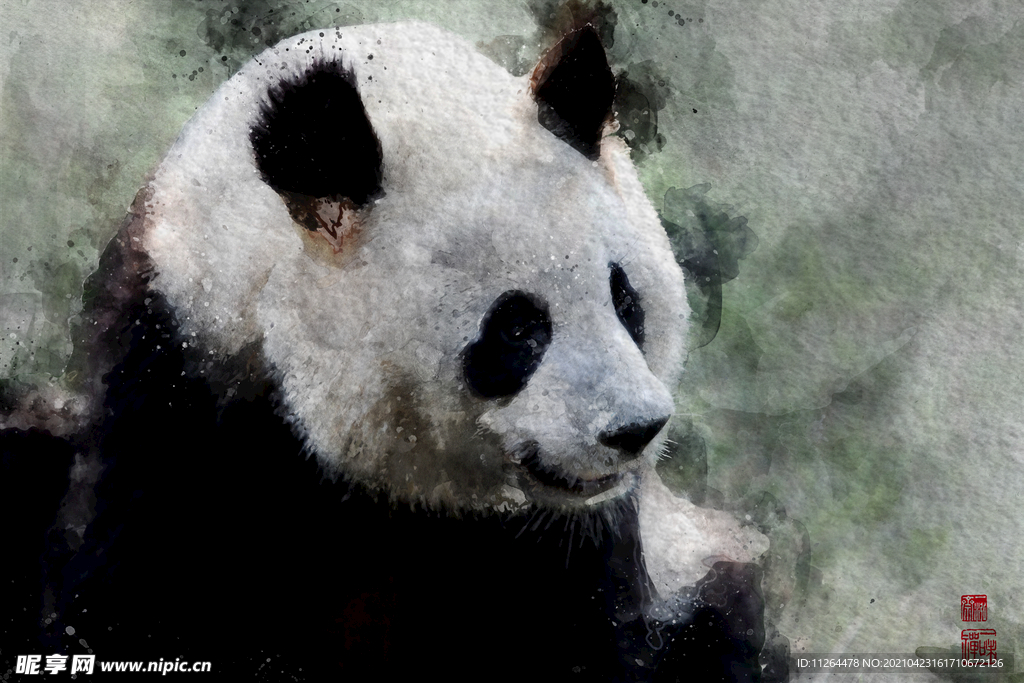 水彩熊猫