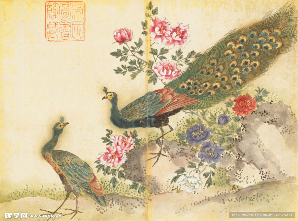 余曾三国画 百花鸟图