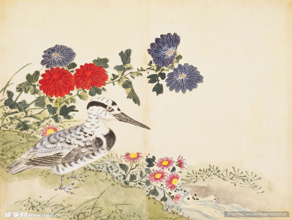 余曾三国画 百花鸟图