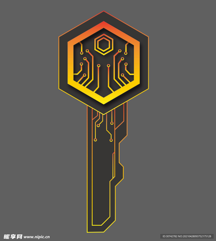 菱形科技感线条感造型钥匙造型