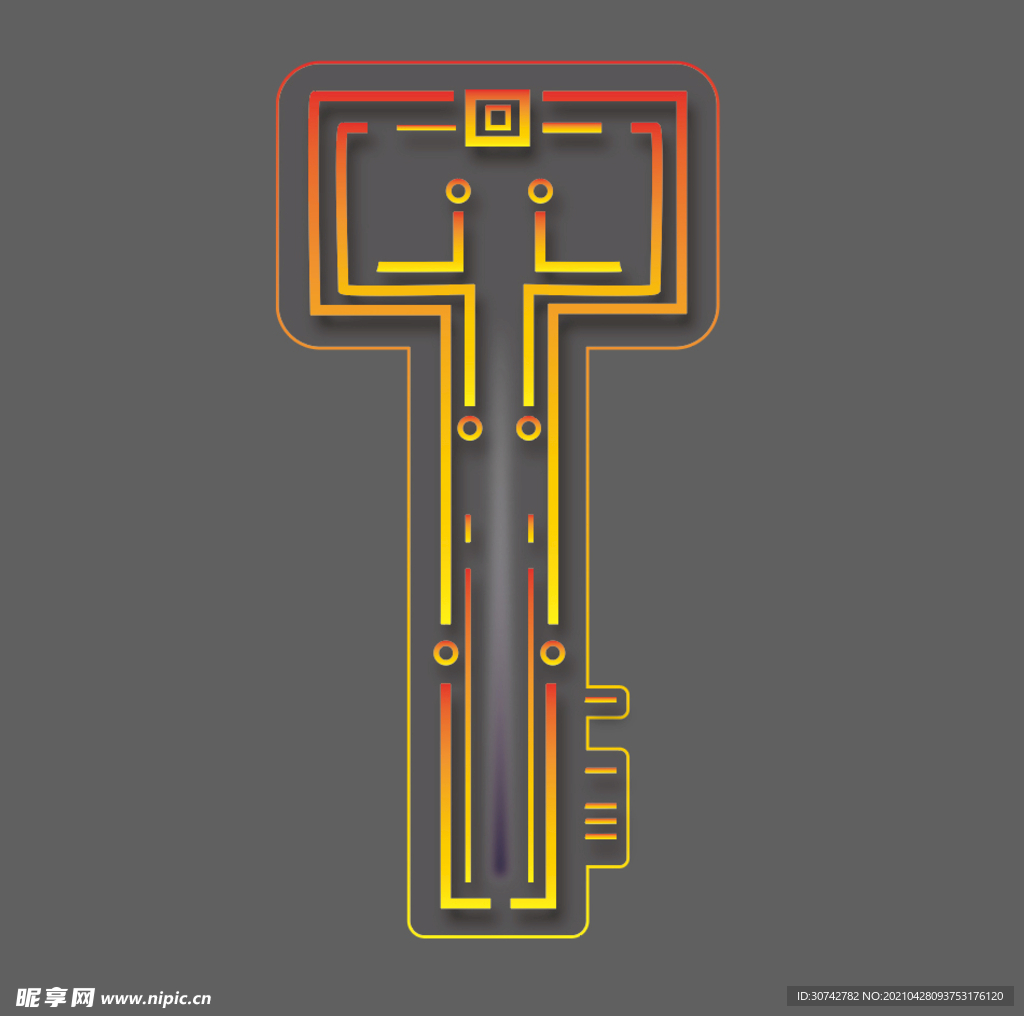 方形线条感科技感创新钥匙造型