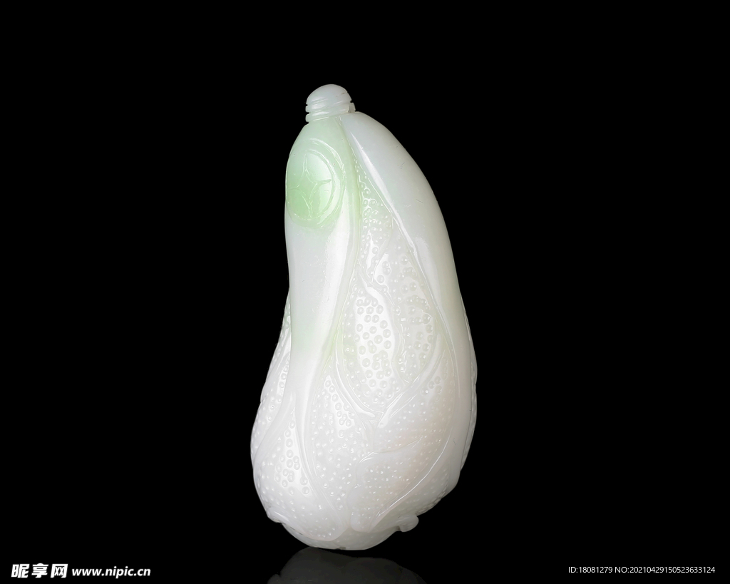 和田玉翠玉白菜百财摆件把玩件