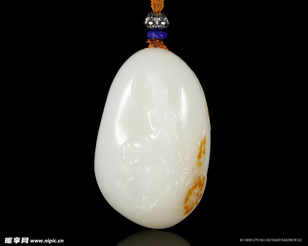 和田玉观音摆件把件 美玉观音