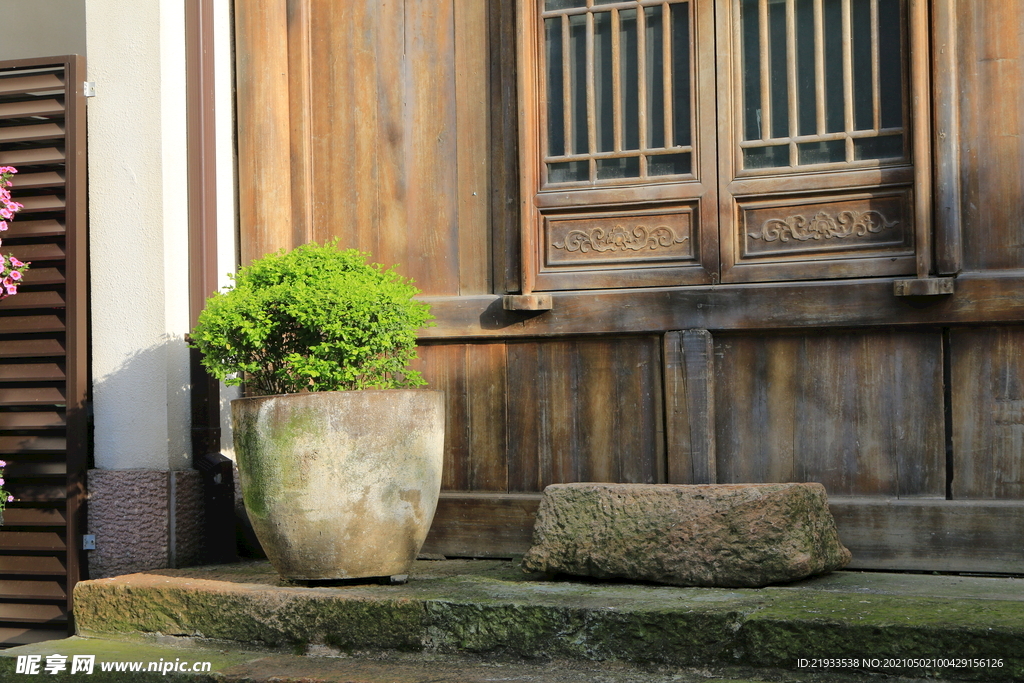 石槽花钵花镜石缸古建花箱吊篮