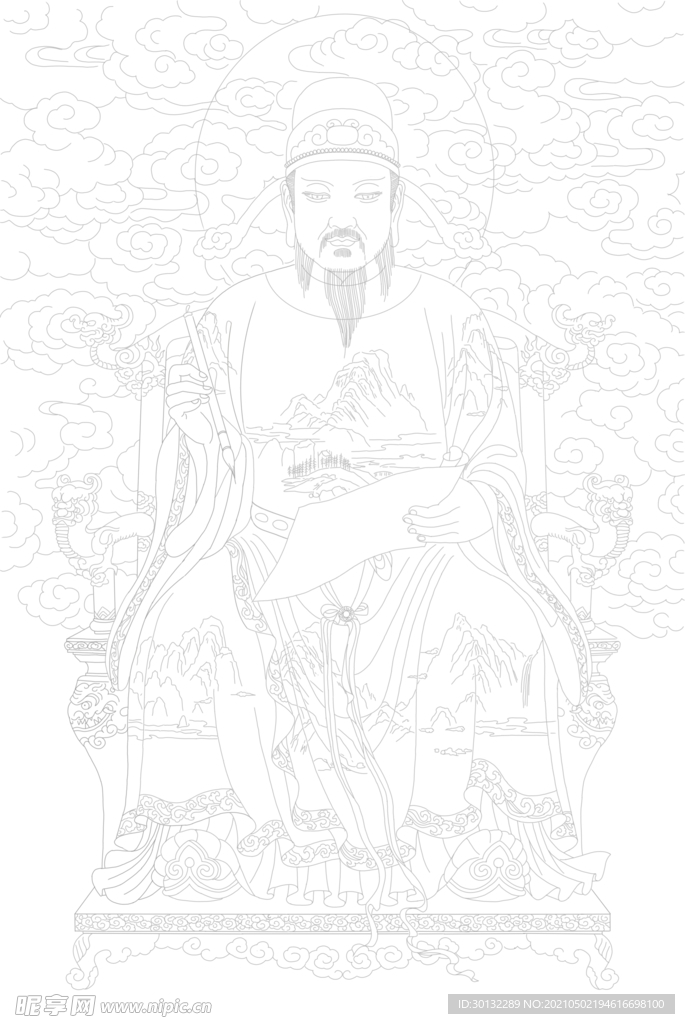 文昌帝君线条图