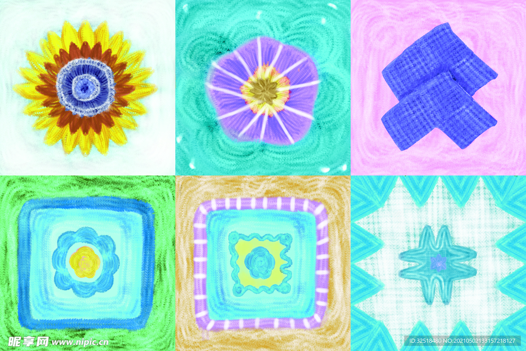 手绘无缝格子小花