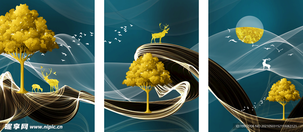 装饰画 现代 抽象 麋鹿