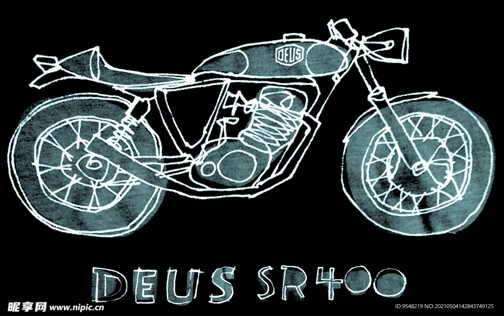 摩托车图案 欧美印花 T恤