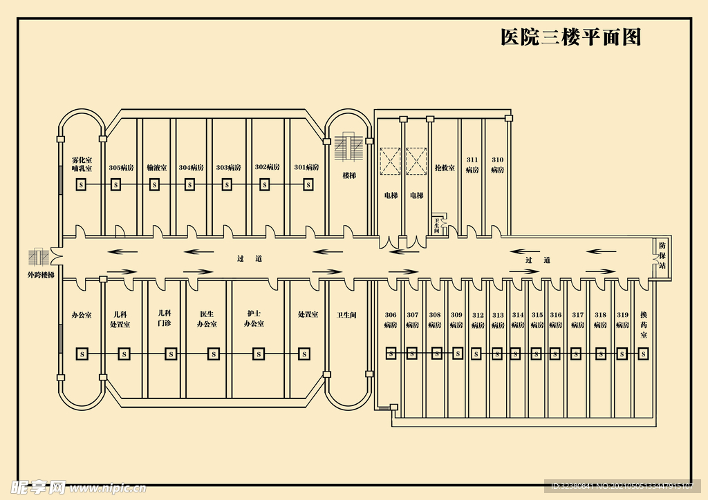 医院3楼平面图