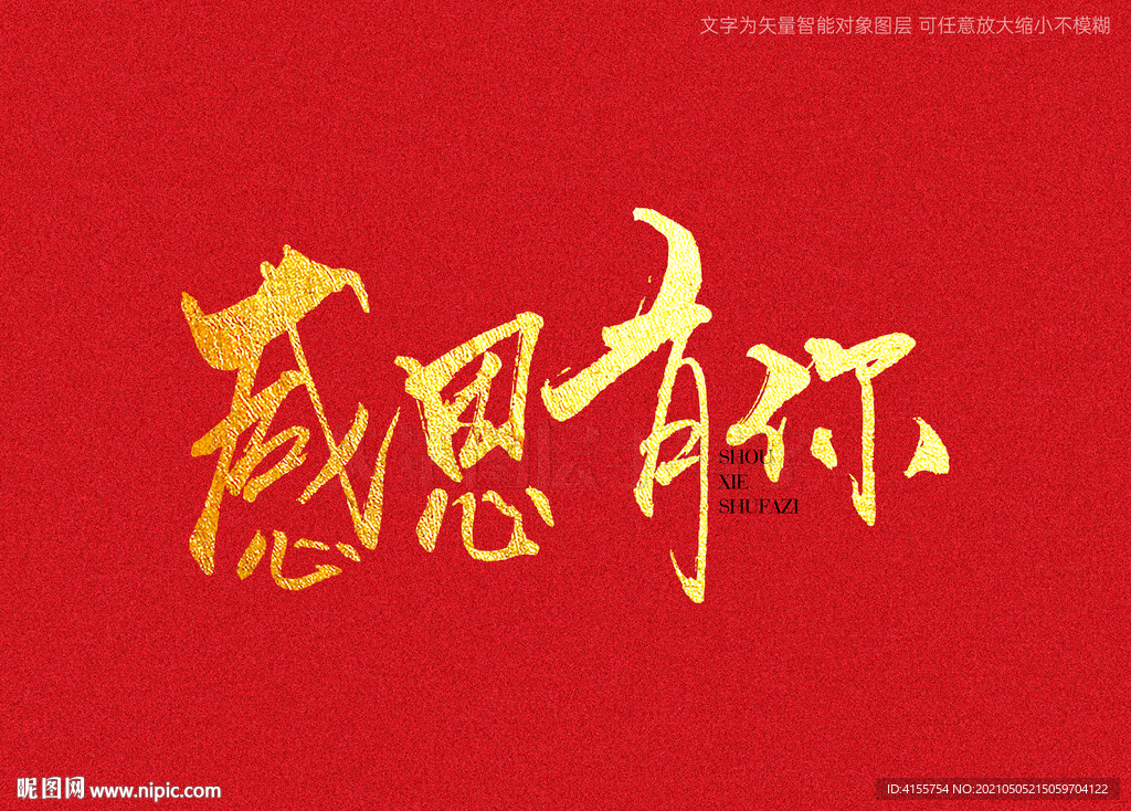 感恩有你书法字