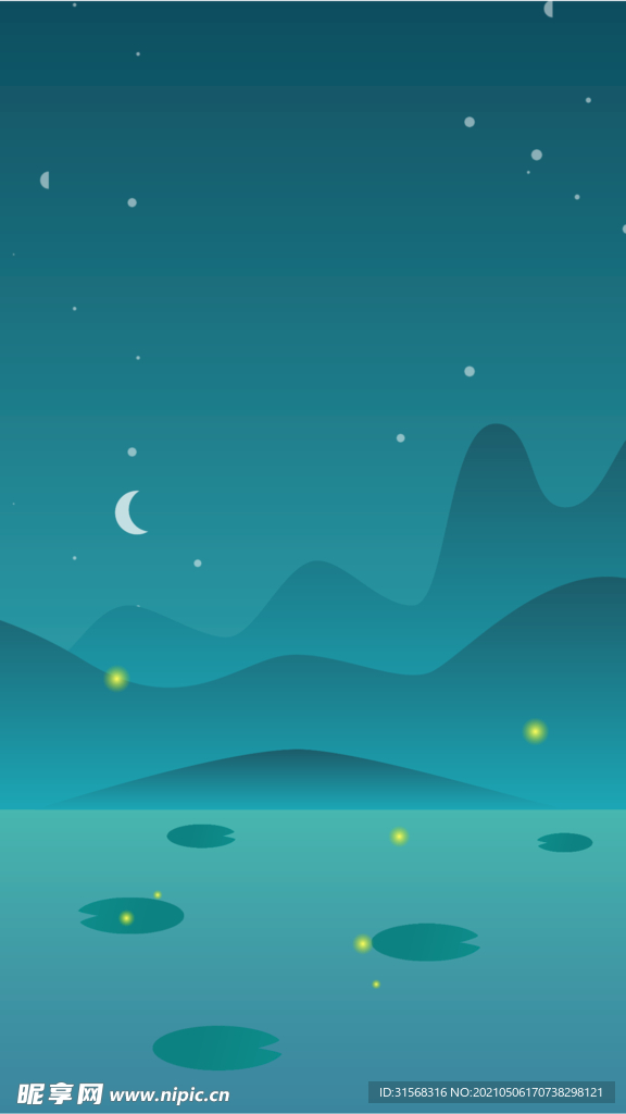 传统文化24节气立夏莲花夜晚