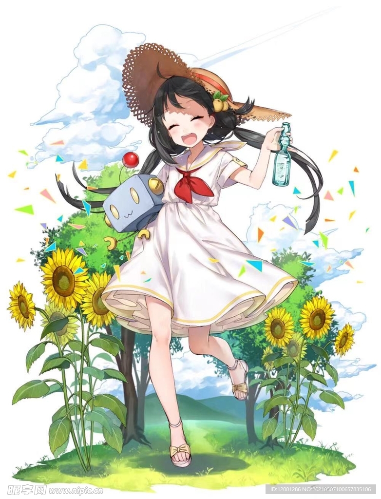 向日葵 P站少女 二次元 